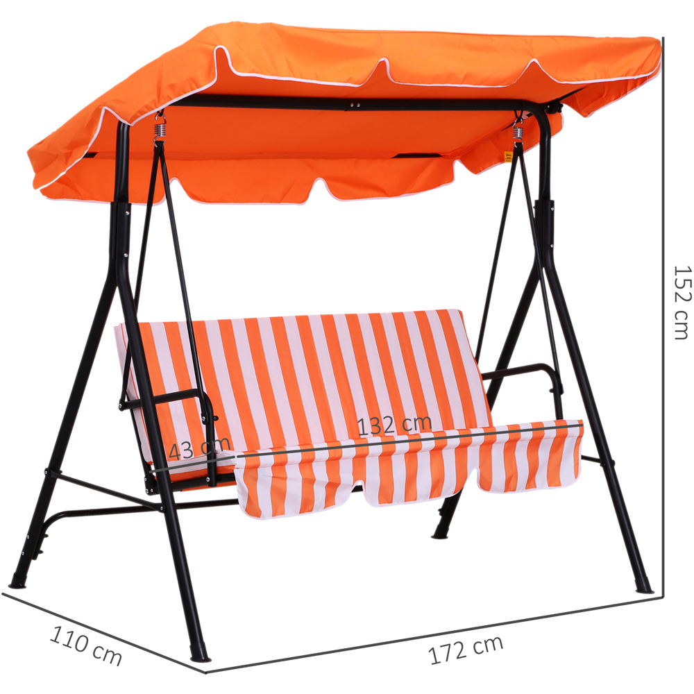 Outsunny 3 Seater Orange Garden Swing Chair with Canopy Image 7