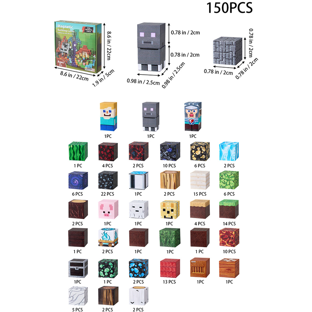 H&O Direct 150 Piece Nether Forest Theme Magnetic Pixel Cube Building Blocks Set Image 6