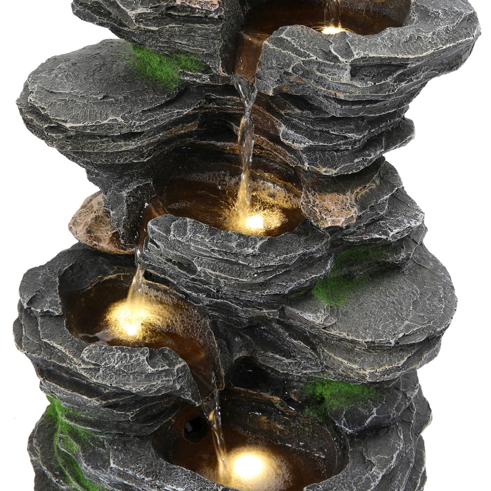 Living and Home 5 Tier LED Solar Powered Imitation Rock Outdoor Waterfall Fountain Image 5