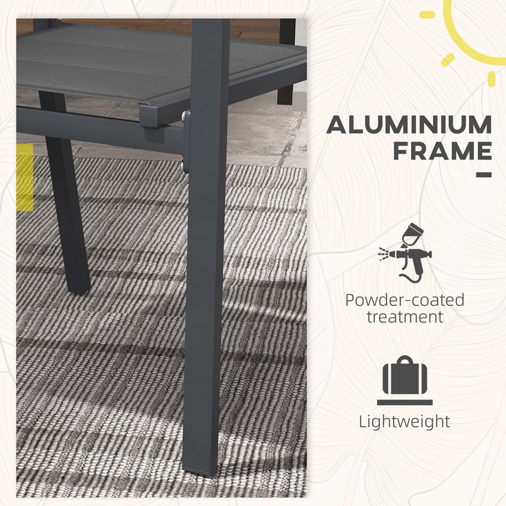 Outsunny Set of 2 Grey Aluminium Stackable Garden Chairs Wilko