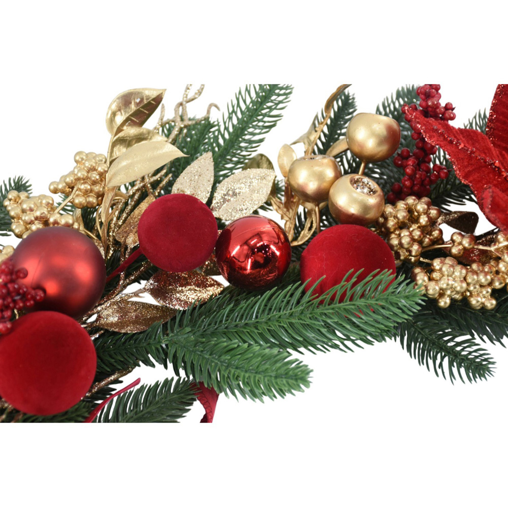 Noel Ribbon Poinsettia Garland Image 8