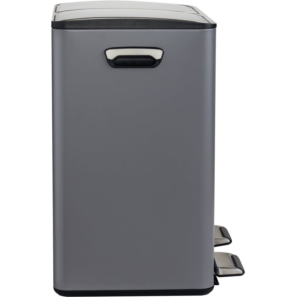Charles Bentley 2 Compartment Grey Kitchen Pedal Bin 40L Image 4