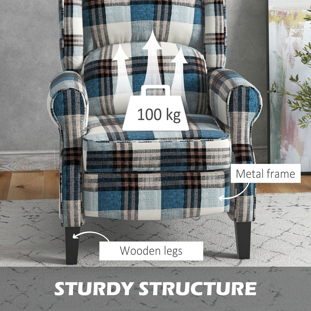 Portland Blue Wingback Reclining Chair Image 6