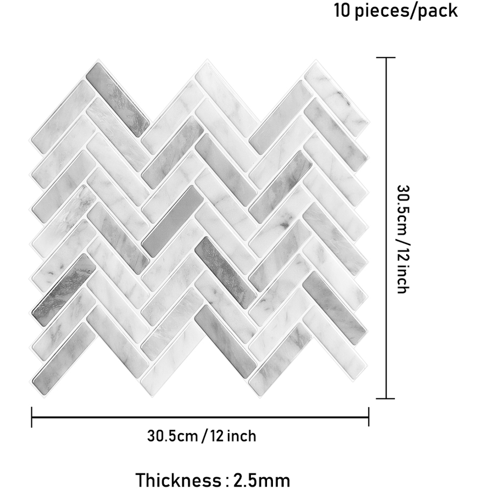 Living and Home 2.5mm Light Grey Peel and Stick Backsplash Tile 30.5 x 30.5cm 10 Pack Image 4