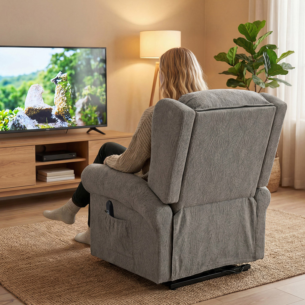 Portland Dark Grey Electric Power Lift Recliner Armchair with Remote Image 5