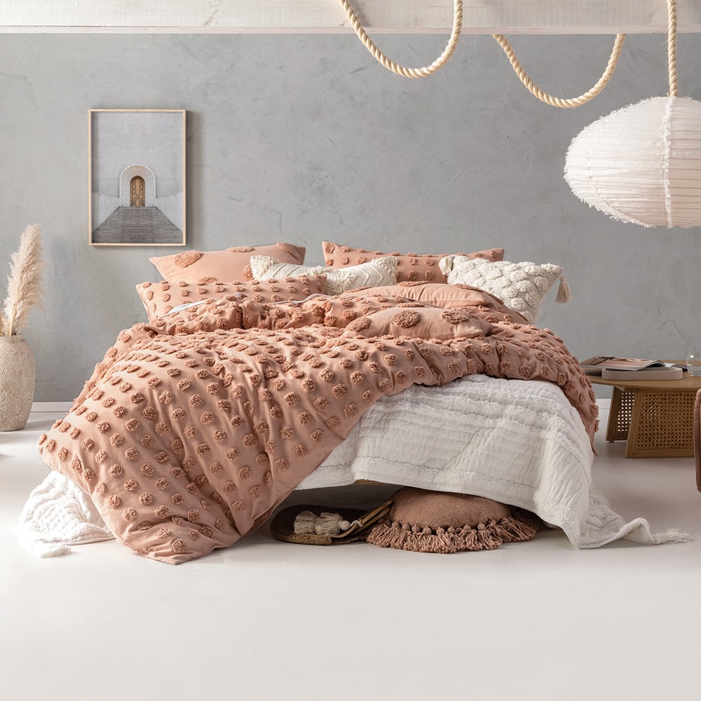 Linen House Haze Super King Cream Tufted Duvet Cover Set Image 1