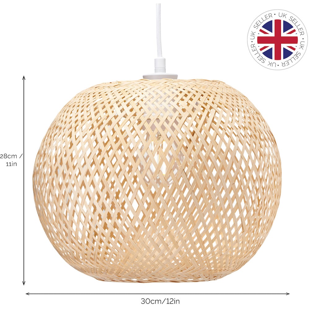 Happy Homewares Natural Bamboo Strapping Spherical Cage Pendant Shade Image 8