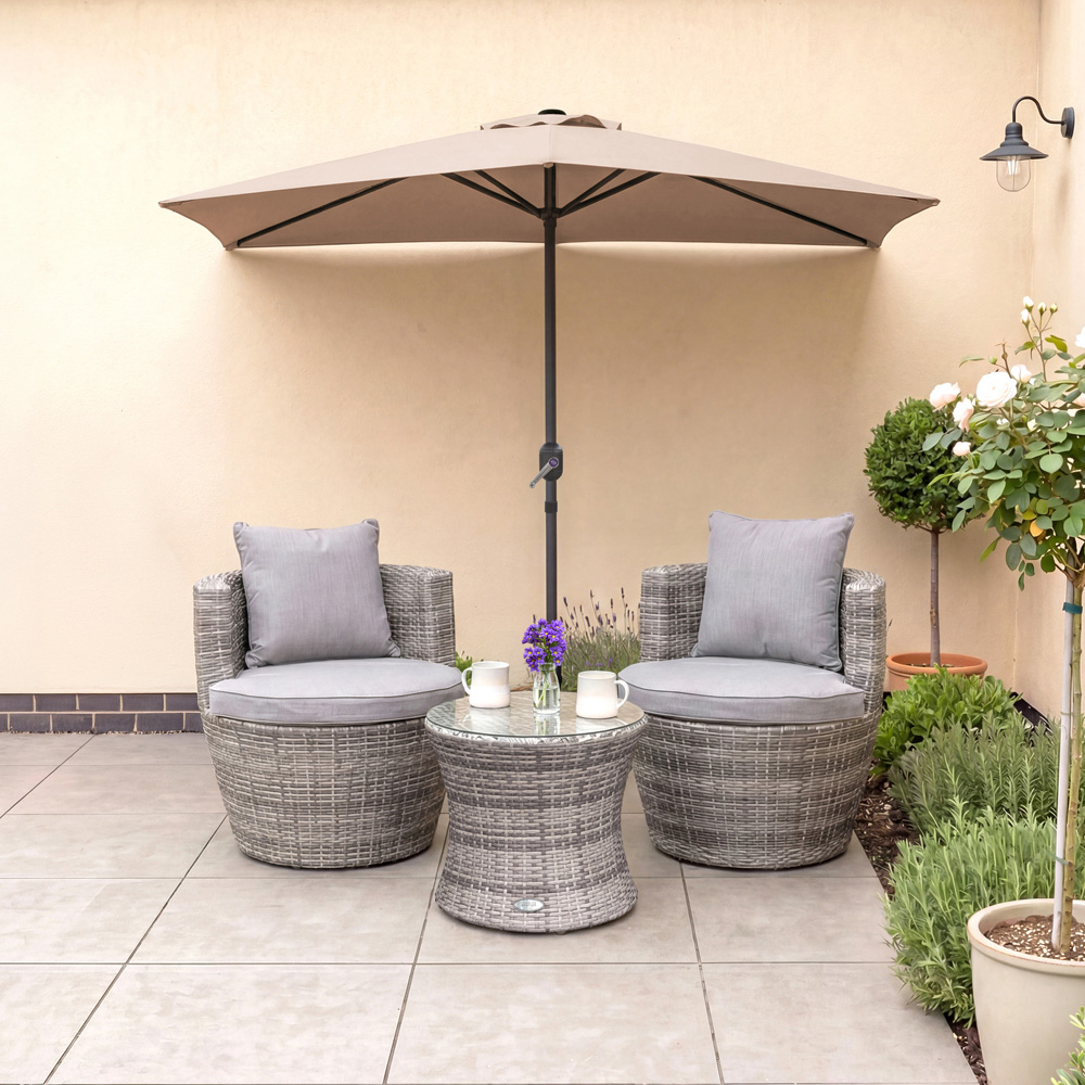 Charles Bentley Beige Half Balcony Parasol 2.7m Image 2