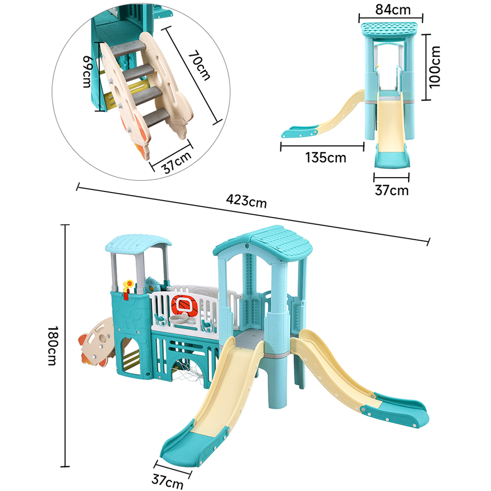 H&O Direct Kids Double Slide Climber Playset with Ring Toss Image 6