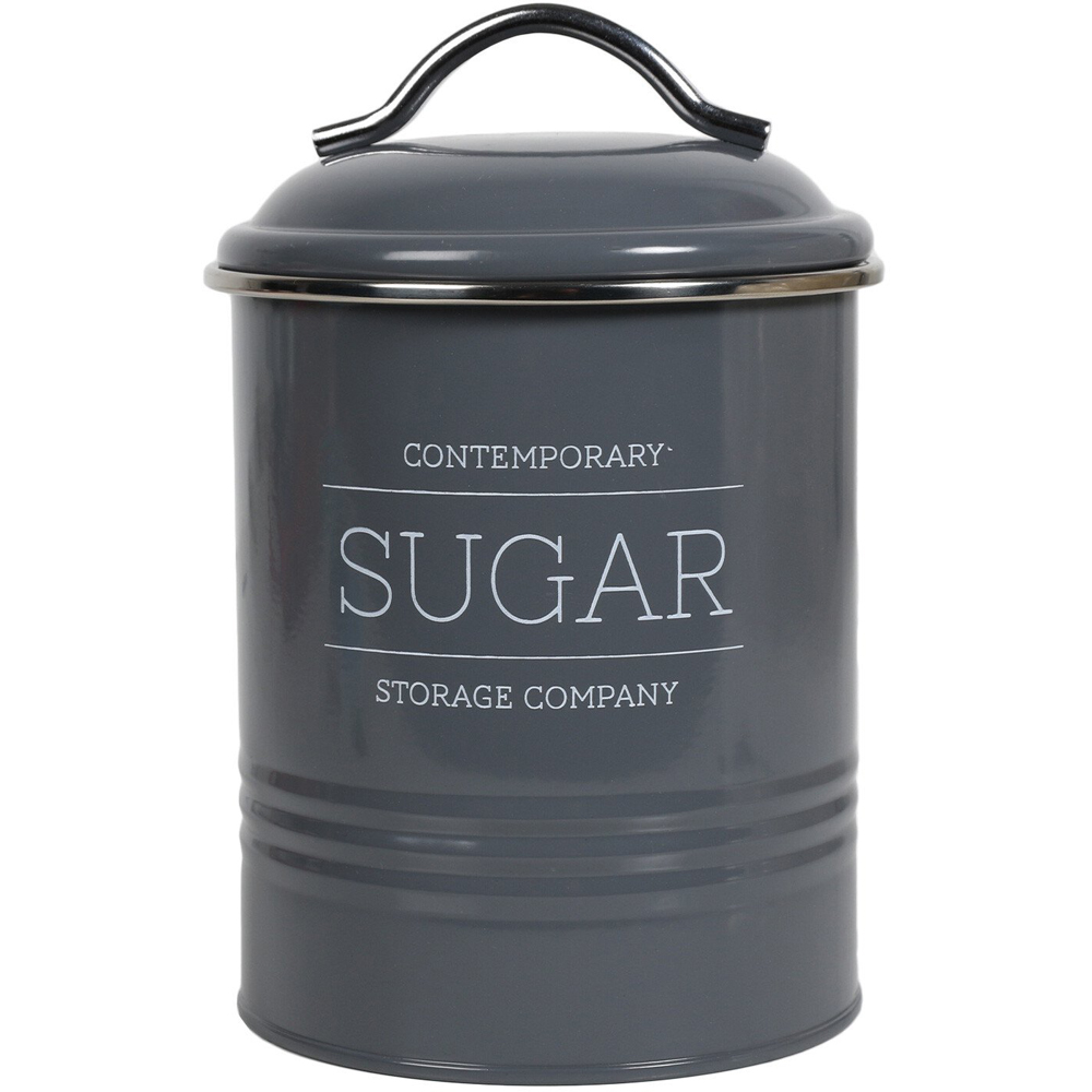 Round Ribbed Canister - Grey Image 1