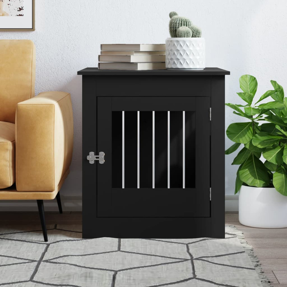 vidaXL Black Processed Wood Dog Crate Furniture 64.5 x 80 x 71cm Image 2