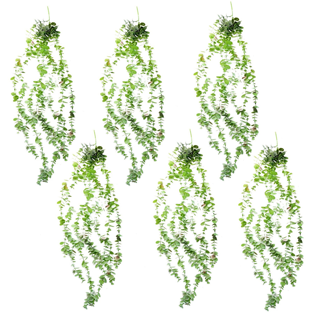 Leaf Trailing Eucalyptus Hanging Artificial Plant 2.6ft 6 Pack Image 1