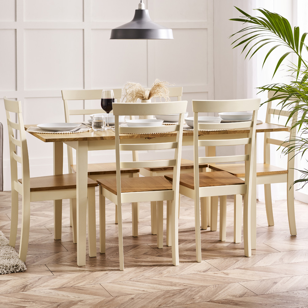 Furniturebox Salisbury Walton 6 Seater Extending Dining Set Cream Image 1