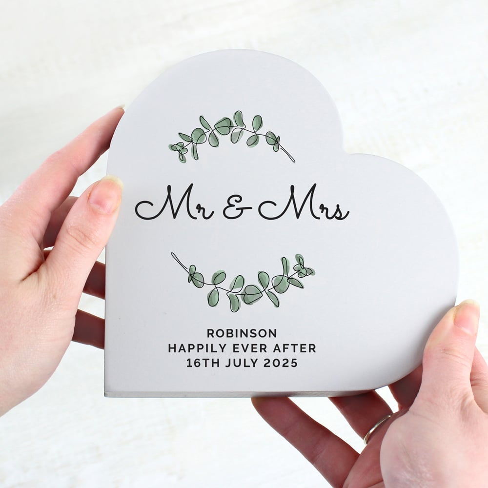Personalised Memento Personalised Botanical Free Standing Heart Ornament Image 2