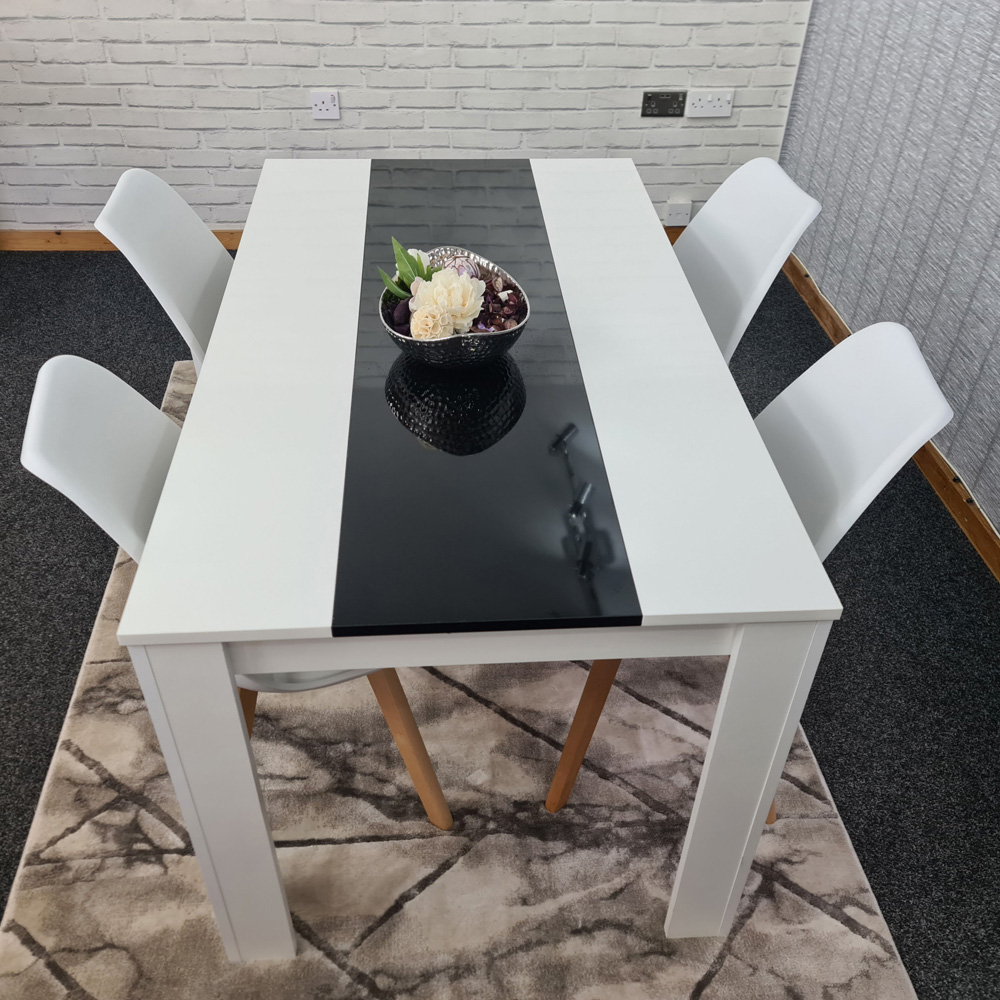 Kosy Koala 4 Seater Plastic Dining Set Black and White Image 6