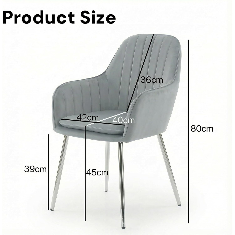 Alivio Set of 2 Grey Velvet Upholstered Dining Chairs Image 9