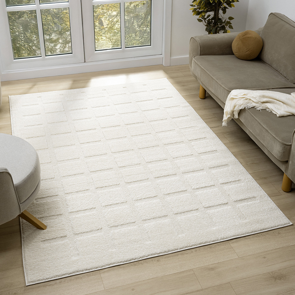 Desire Rugs Aya Cream Embossed Cube Rug 200 x 290cm Image 2