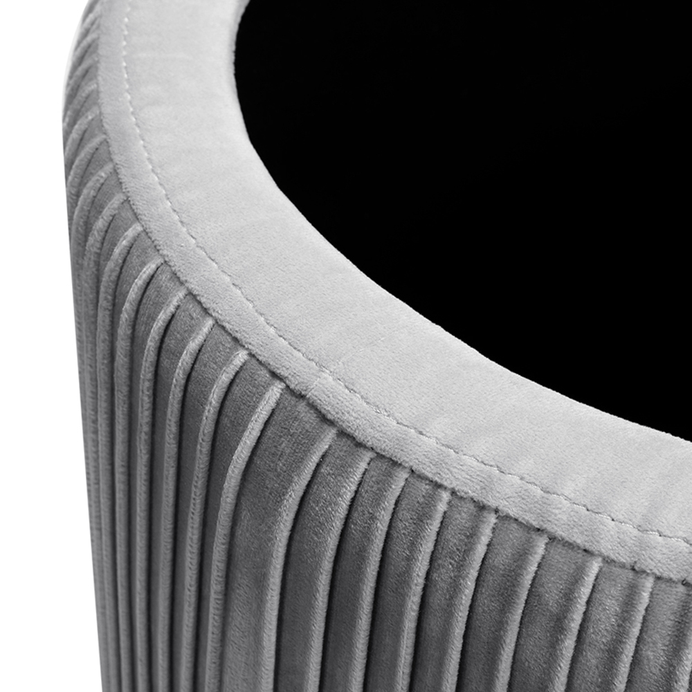 Living and Home Grey Round Pleated Storage Ottoman Image 4