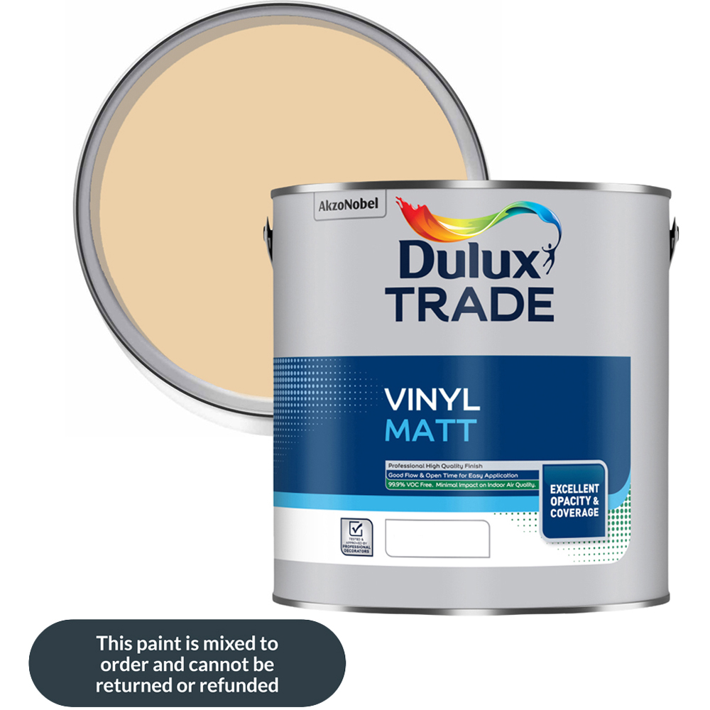Dulux Trade County Cream Walls and Ceilings Vinyl Matt Paint 2.5L Image 1