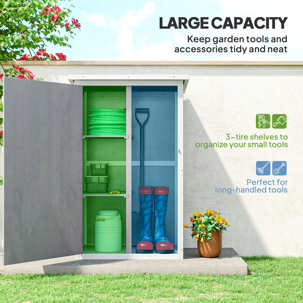 Outsunny 2.5 x 1.8ft Grey Wooden Garden Shed Image 7