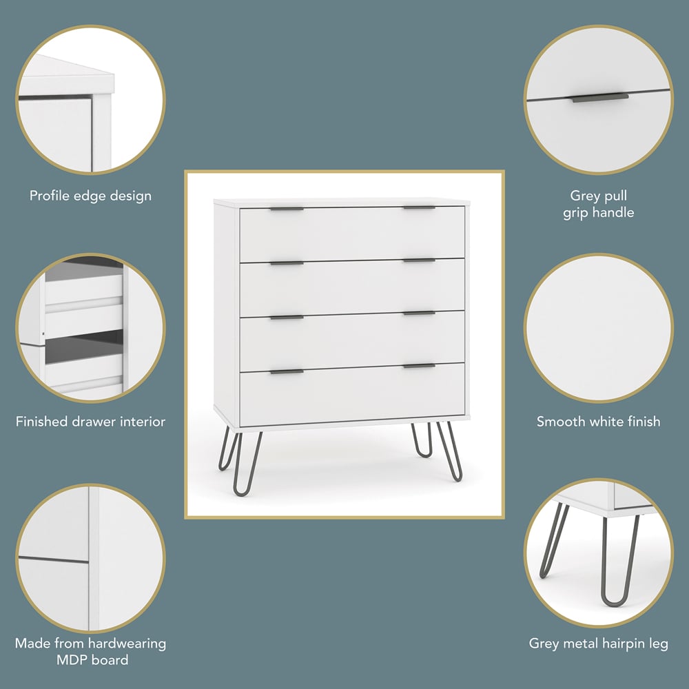 Core Products Augusta 4 Drawer White Chest of Drawers Image 8