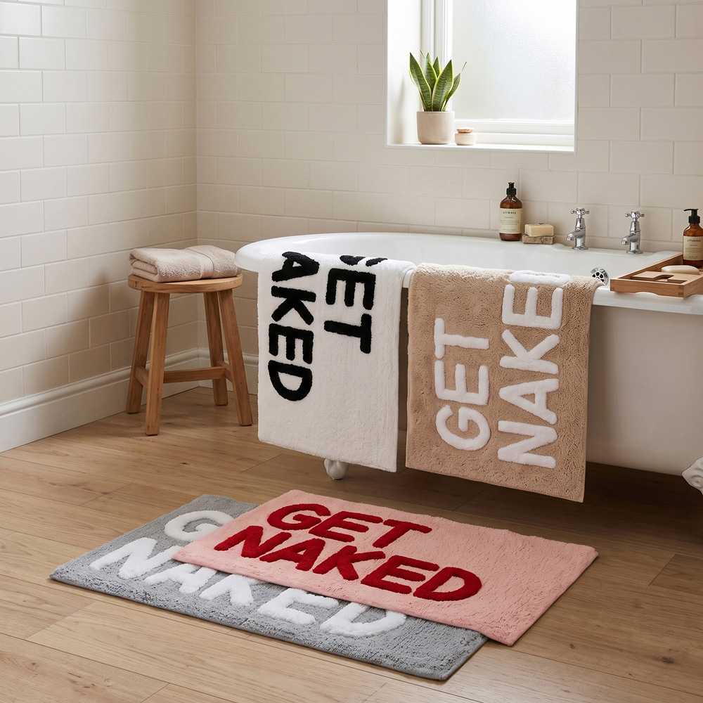 Allure Bath Fashions Pink and Red Get Naked Slogan Non-Slip Bath Mat 50 x 80cm Image 7