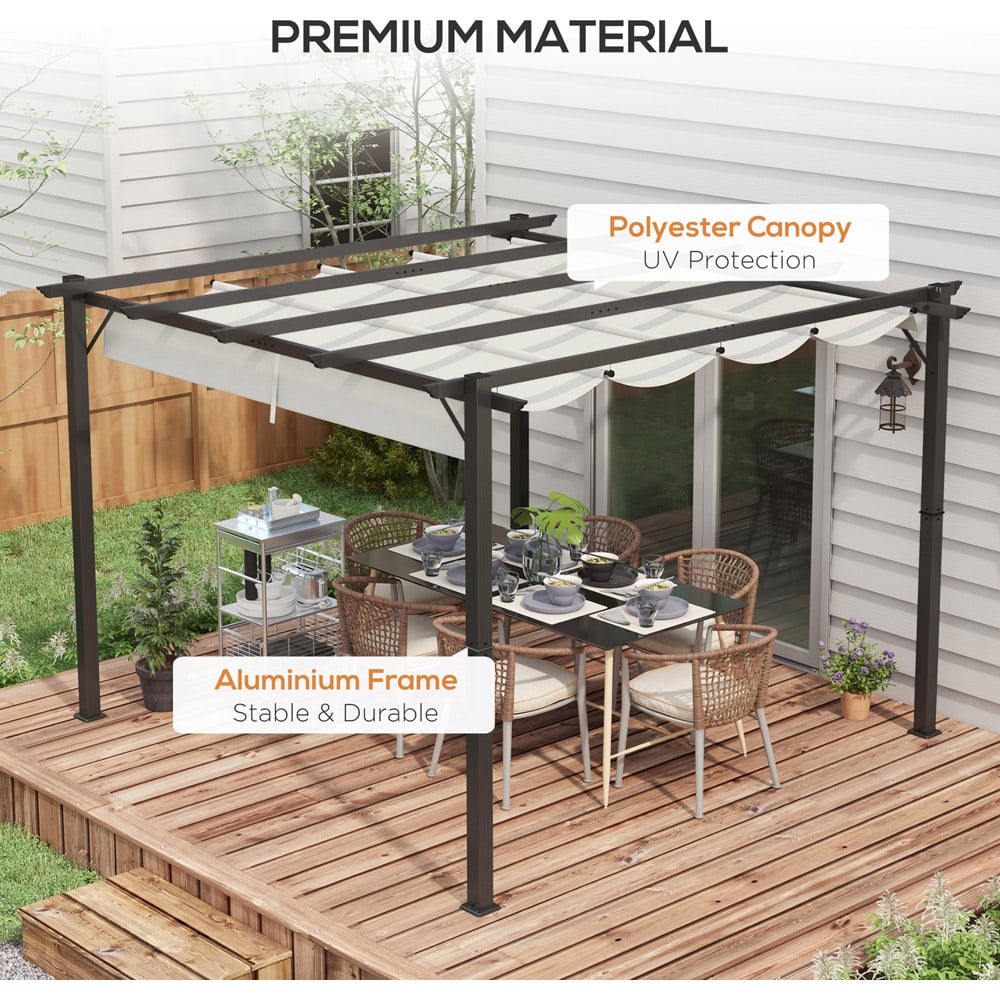 Outsunny 3 x 3m Light Grey Aluminium Retractable Pergola Image 5