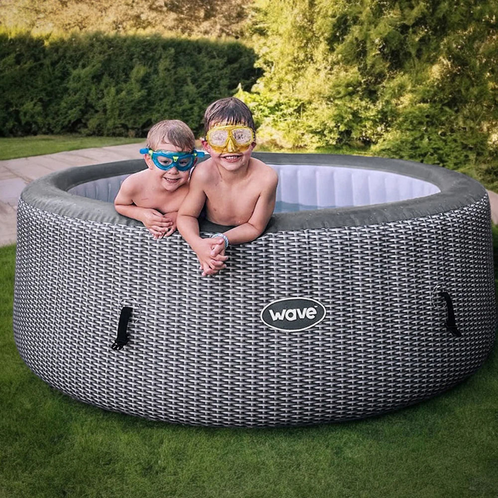 Wave Atlantic 6 Person Grey Rattan Inflatable Hot Tub with Integrated Heater Image 2