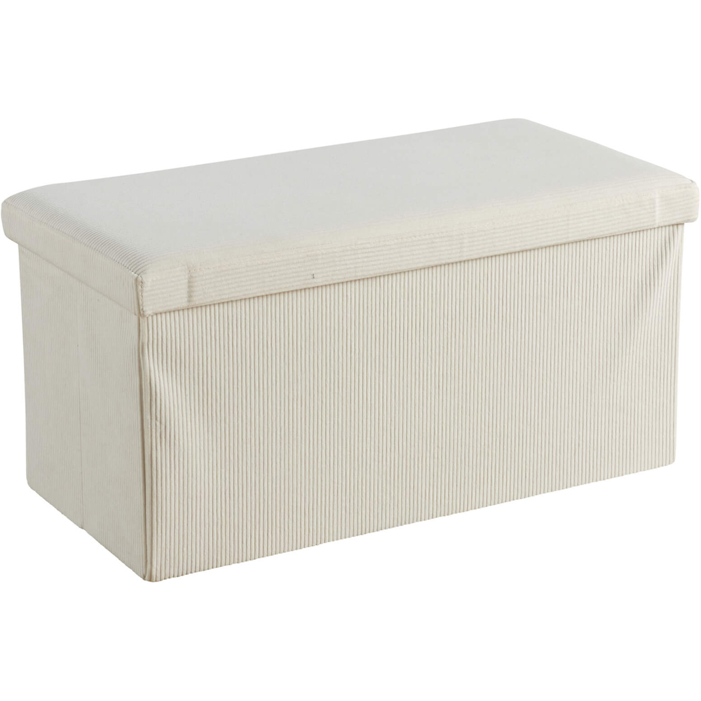 Home Source Cream Corduroy Upholstered Folding Ottoman Image 2
