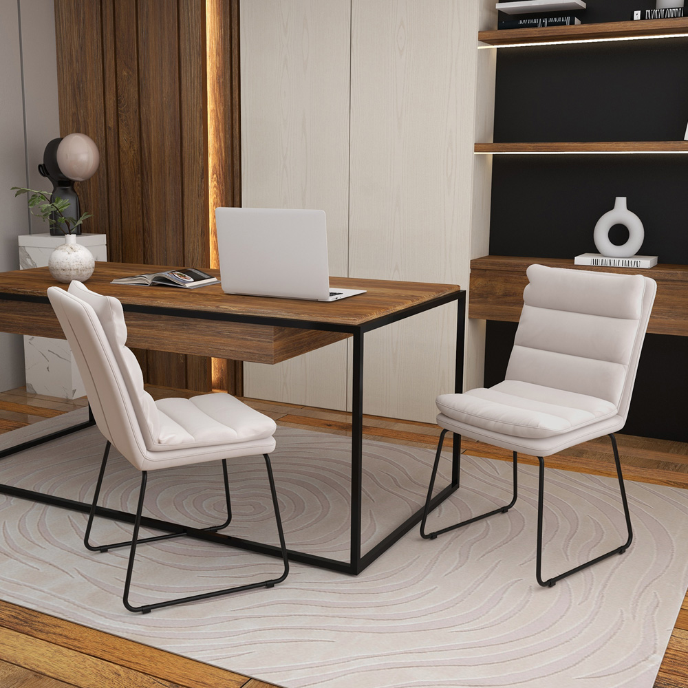 Costway White Upholstered Accent Chair Image 4