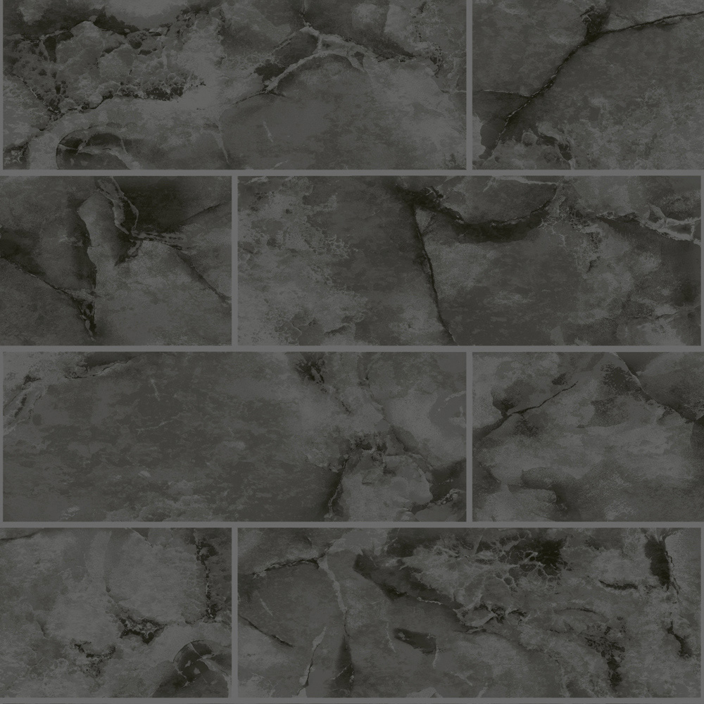 Holden Odeon Marble Tile Charcoal Wallpaper Image 1