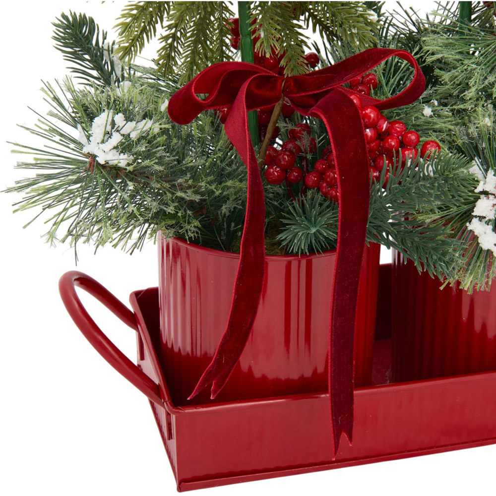 Red Bow Trio Potted Trees Image 3