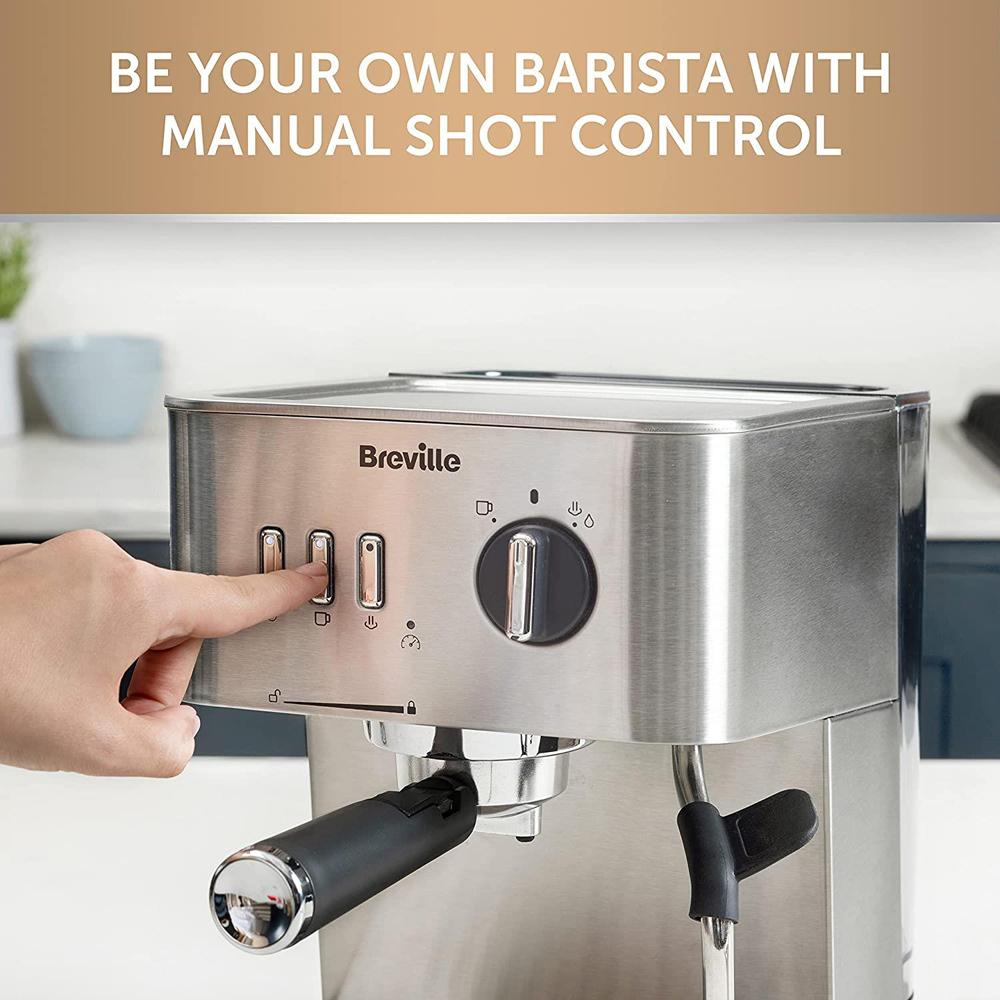 Breville Bijou Silver 15 Bar Pump Automatic Espresso Coffee Machine with Steam Wand Image 6