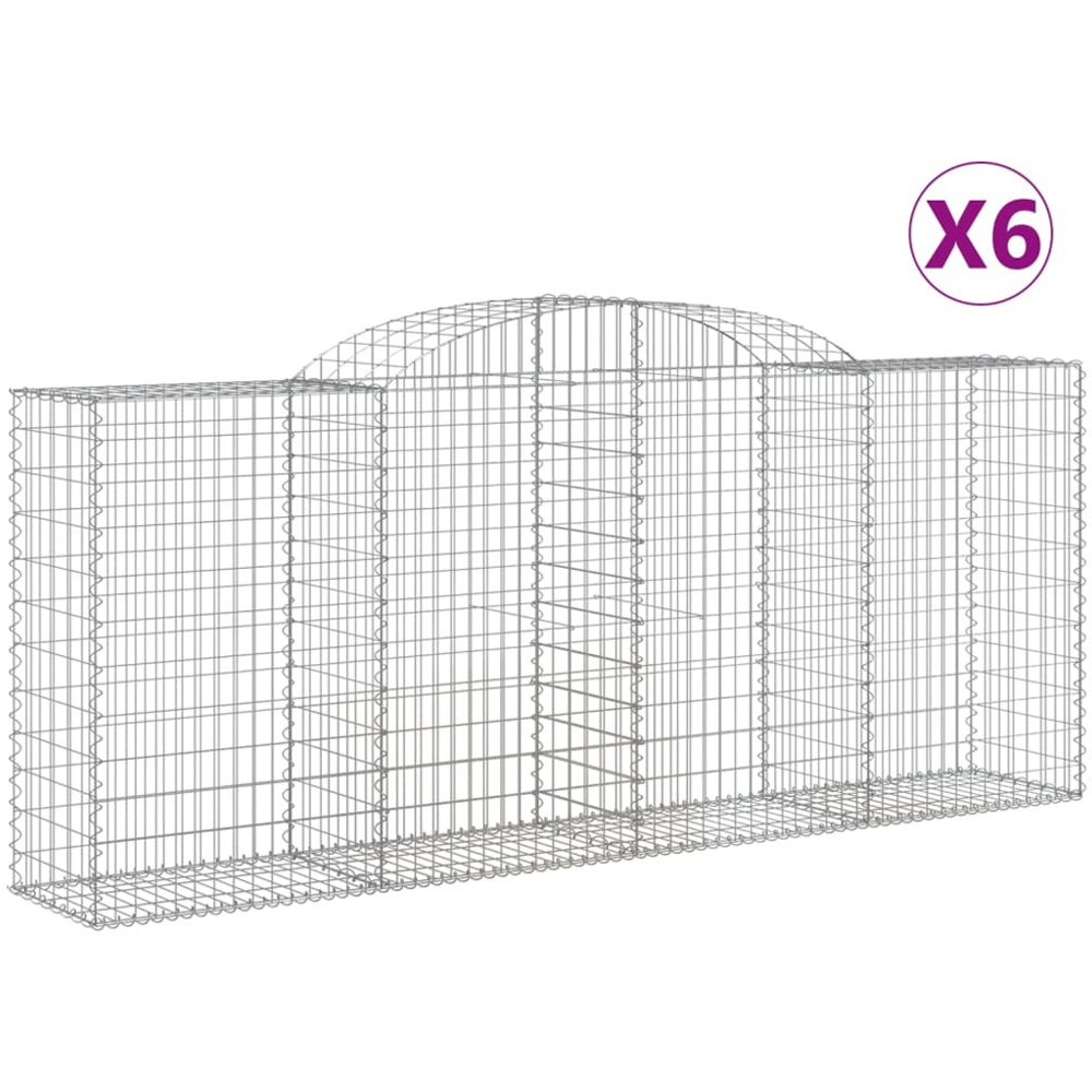 vidaXL Silver Galvanised Iron Gabion Basket 300 x 50 x 120/140cm 6 Pack Image 4