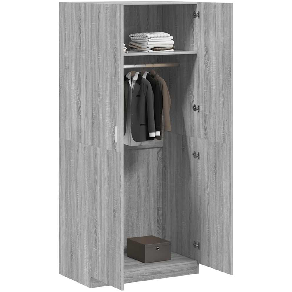 vidaXL 2 Door Grey Sonoma Wooden Wardrobe Image 4