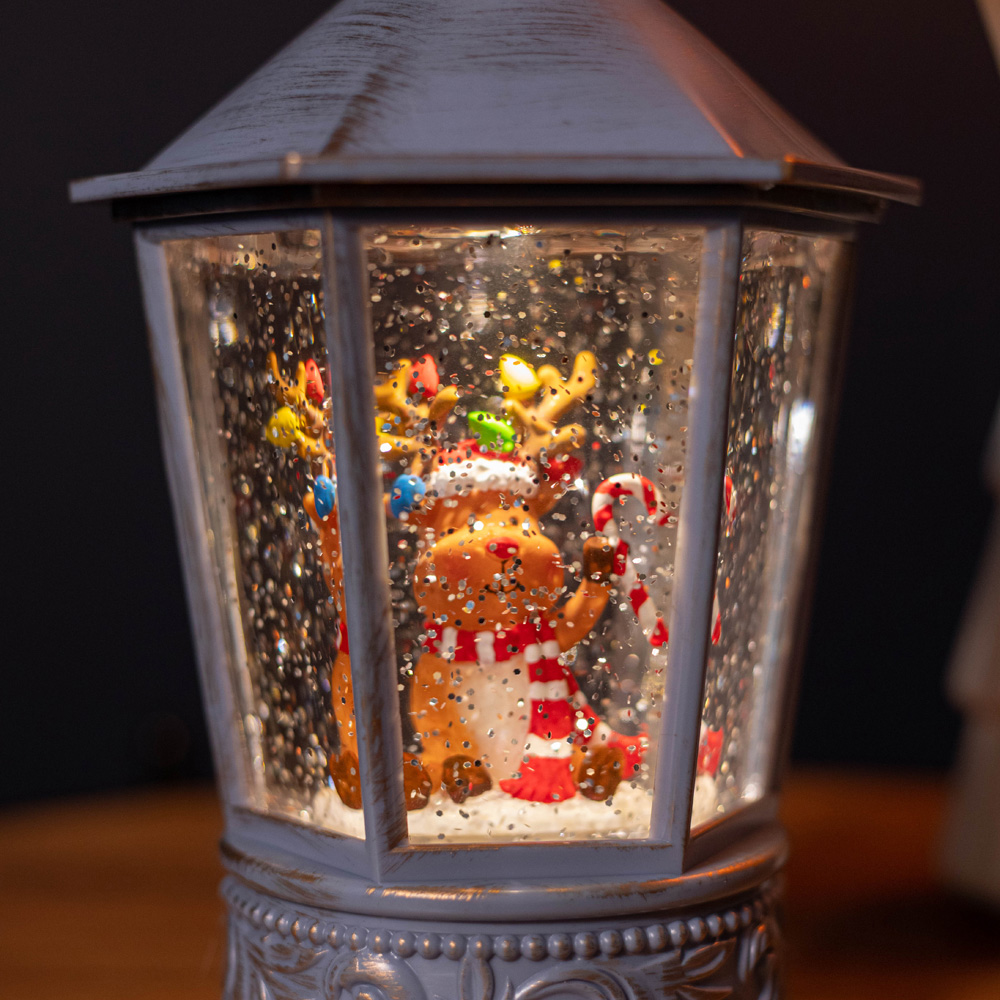 Samuel Alexander Blue Water Spinner Cute Reindeer Scene Lantern Christmas Decoration 26cm Image 5
