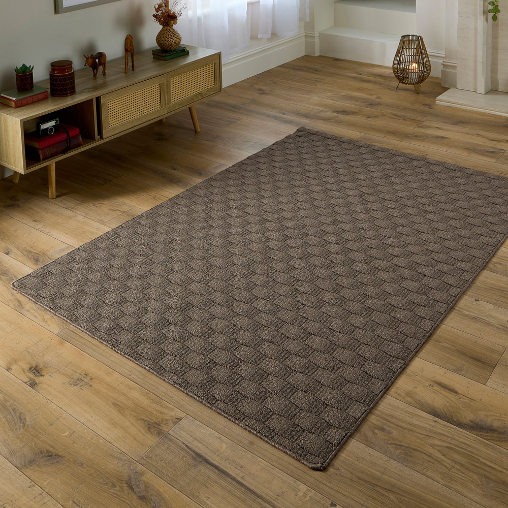 My Mat Mink Sculptured Basketweave Washable Rug 140 x 200cm Image 2