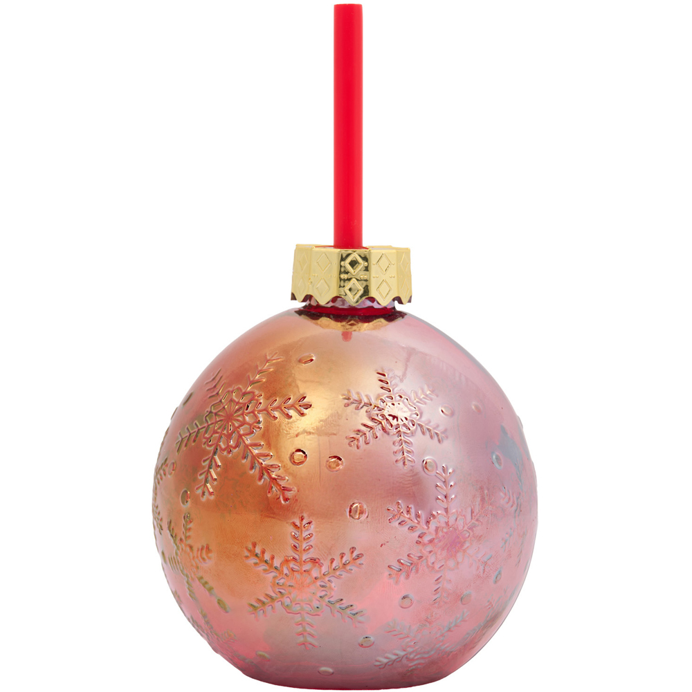 Christmas Bauble Glass Jar with Straw Image 3