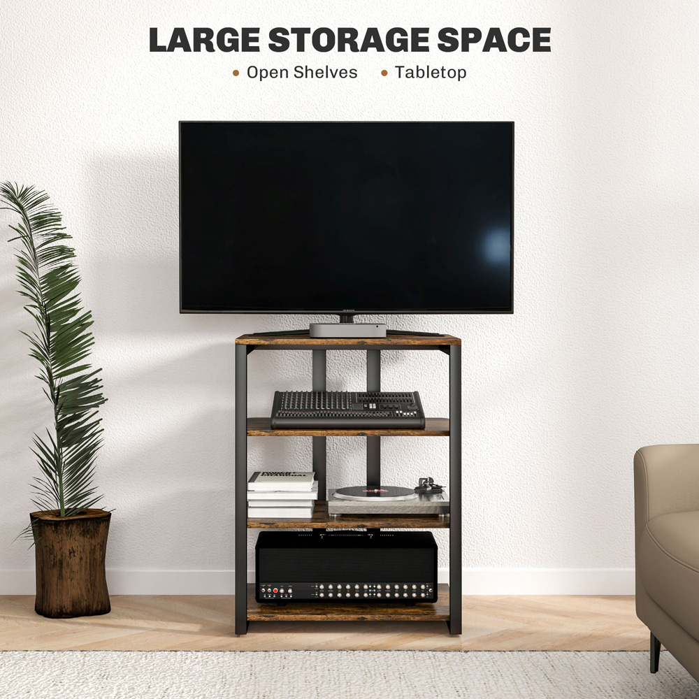 HOMCOM 4-Tier Rustic Brown HiFi Rack Stand Image 8