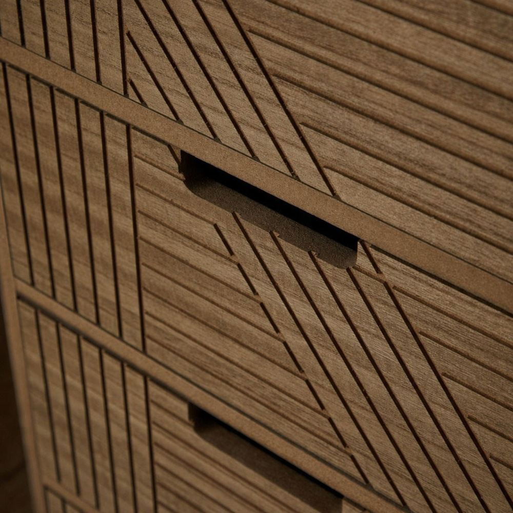 Home Source Mundesley 3 Drawer Wooden Geometric Storage Unit Image 5