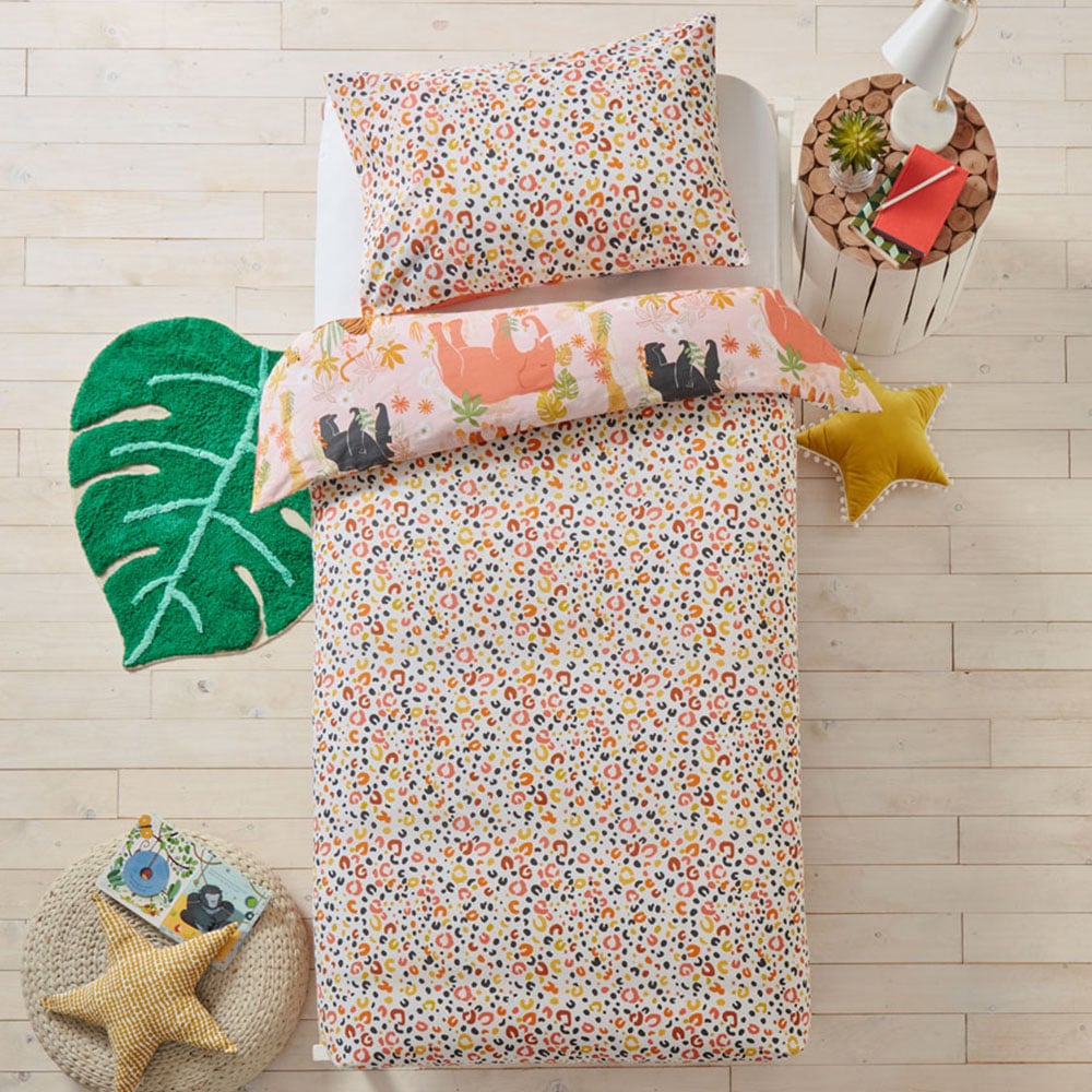 little furn. Toddler Pink Endangered Safari Animal Duvet Cover Set Image 2