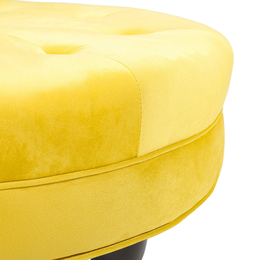 Living and Home Yellow Round Velvet Tufted Buttoned Footstool Image 5
