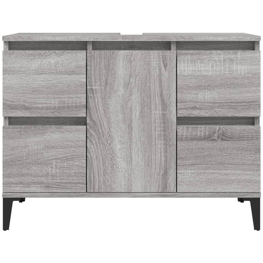 vidaXL Single Door 4 Drawers Grey Sonoma Bathroom Sink Cabinet Image 4