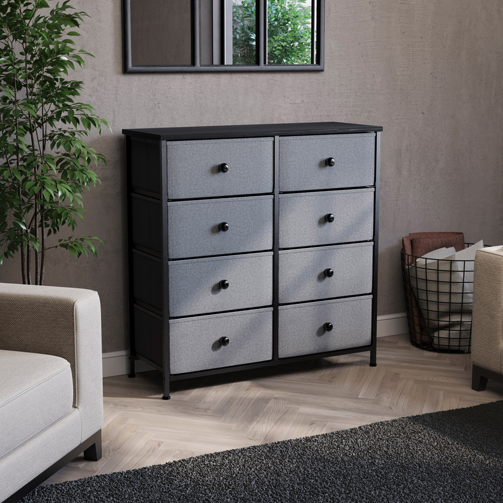 Vida Designs Chorley 8 Drawer Grey and Black Fabric Chest of Drawer Image 4