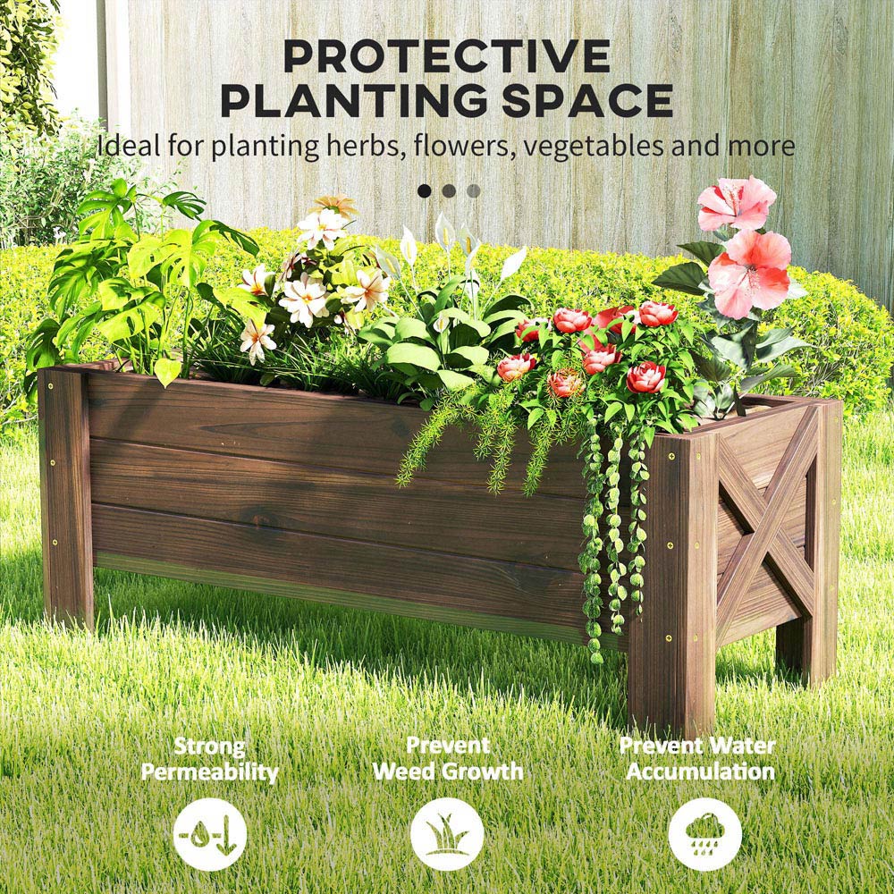 Outsunny Wooden Raised Bed Planter 36 x 36.5 x 100cm Image 7