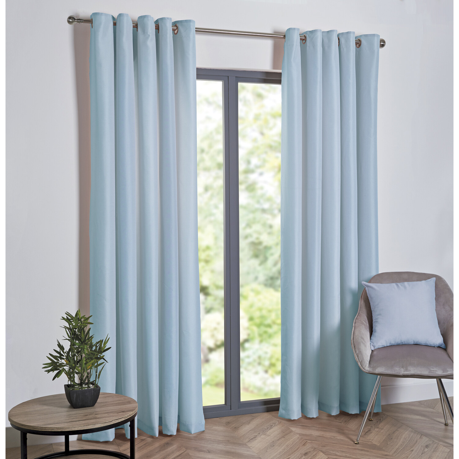 Taylor Blackout Eyelet Curtains - Duck Egg / 229cm Image 2
