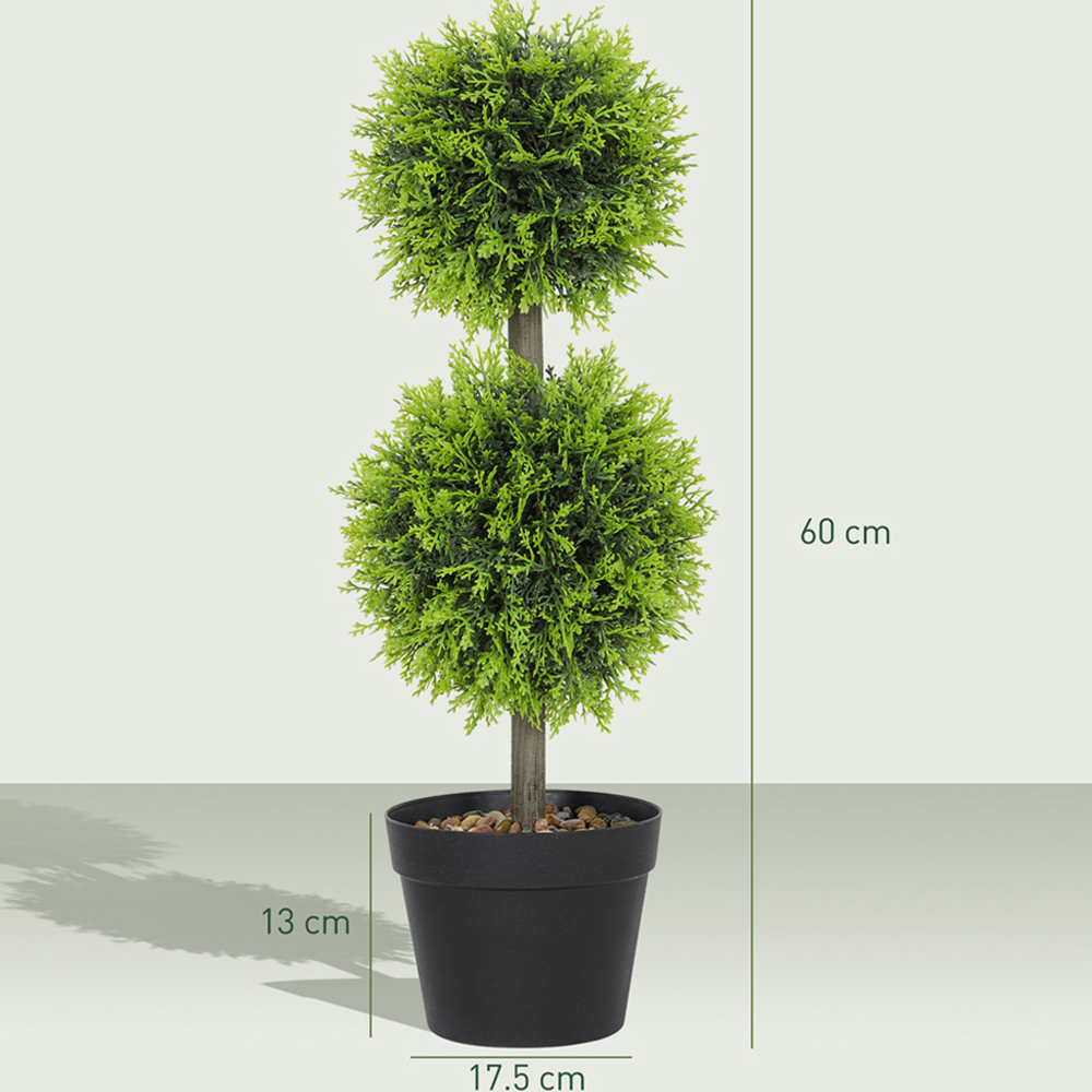 HOMCOM Topiary Cypress Ball Artificial Plant Pot with Pebbles 60cm 2 Pack Image 9