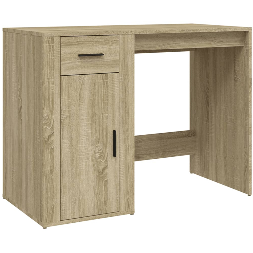 vidaXL Single Drawer Single Door Computer Desk Sonoma Oak Image 2
