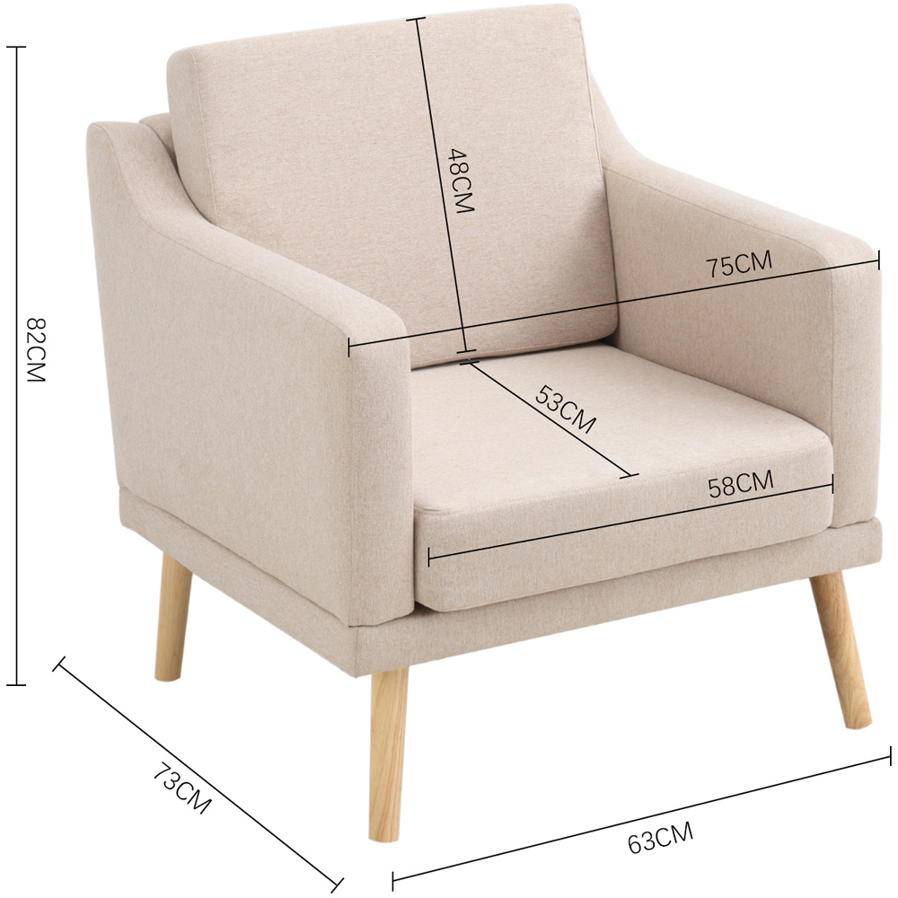 Living and Home Beige Upholstered Armchair Image 9