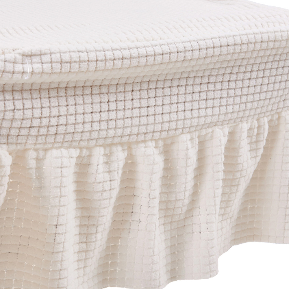 Living and Home Beige Dining Chair Cover with Ruffled Skirt and Fabric Tie Set of 2 Image 4